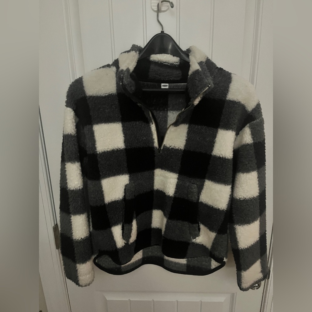 Old Navy Black and Gray Plaid Jacket